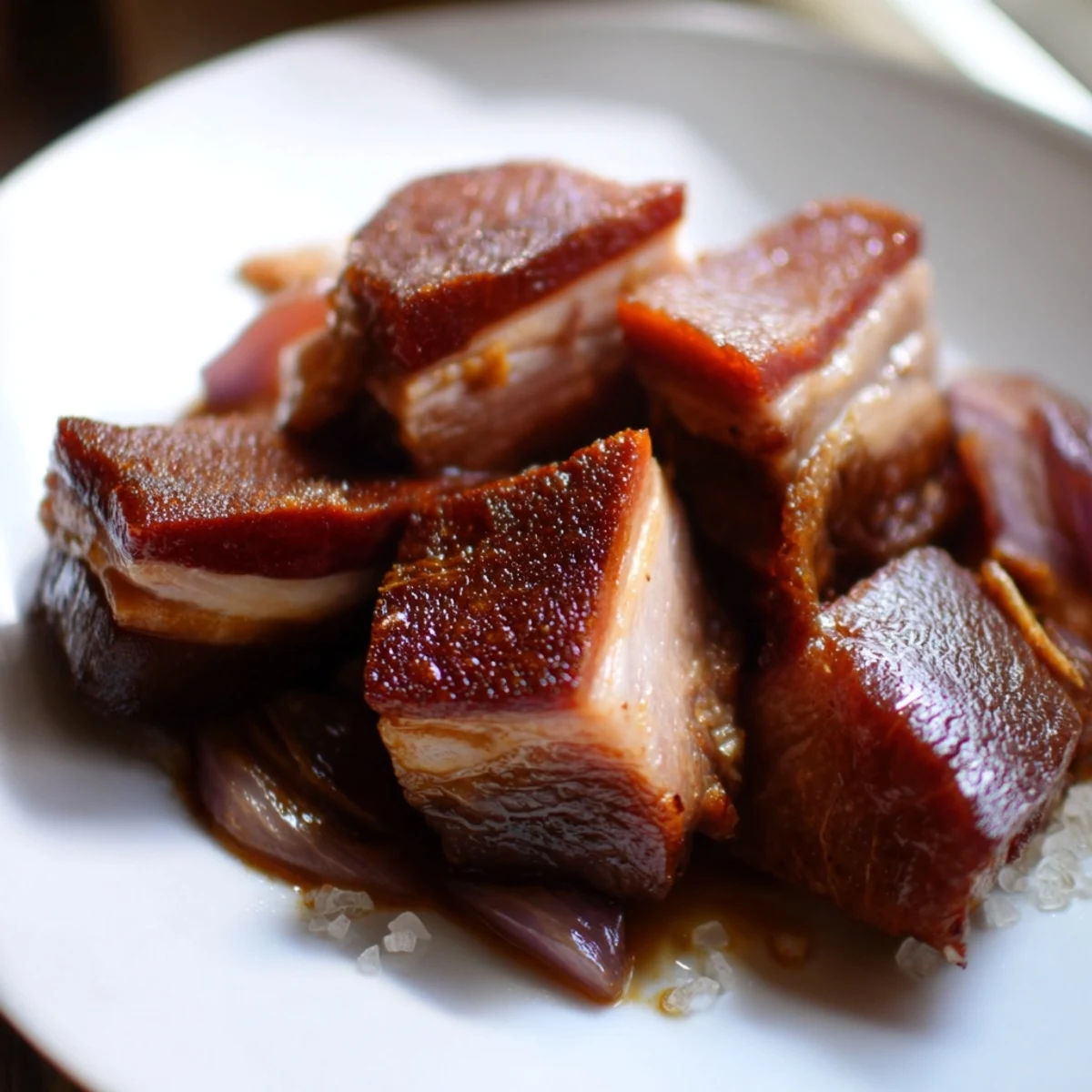 Juicy Plum-Soft Pork Chops glistening with a balsamic glaze, ready for a comforting dinner.