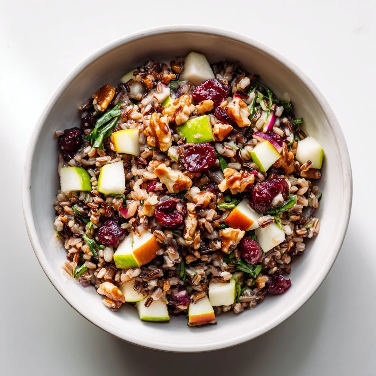 Vibrant Light Forest Wild Rice and Cranberry Salad with tart cranberries and toasted nuts.