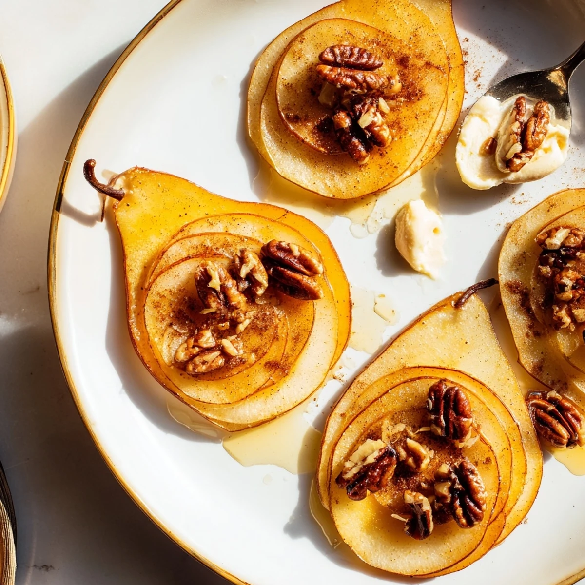 Maple-Warm Cozy Plate: Caramelized Pear and Walnut Bake is sweet, glistening pears with toasted walnuts, perfect for fall.