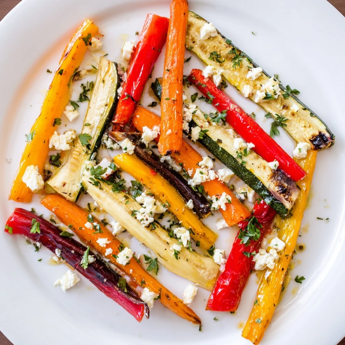 Roasted Christmas Sleigh Veggie Rails, showcasing colorful, tender vegetables arranged like festive rails.