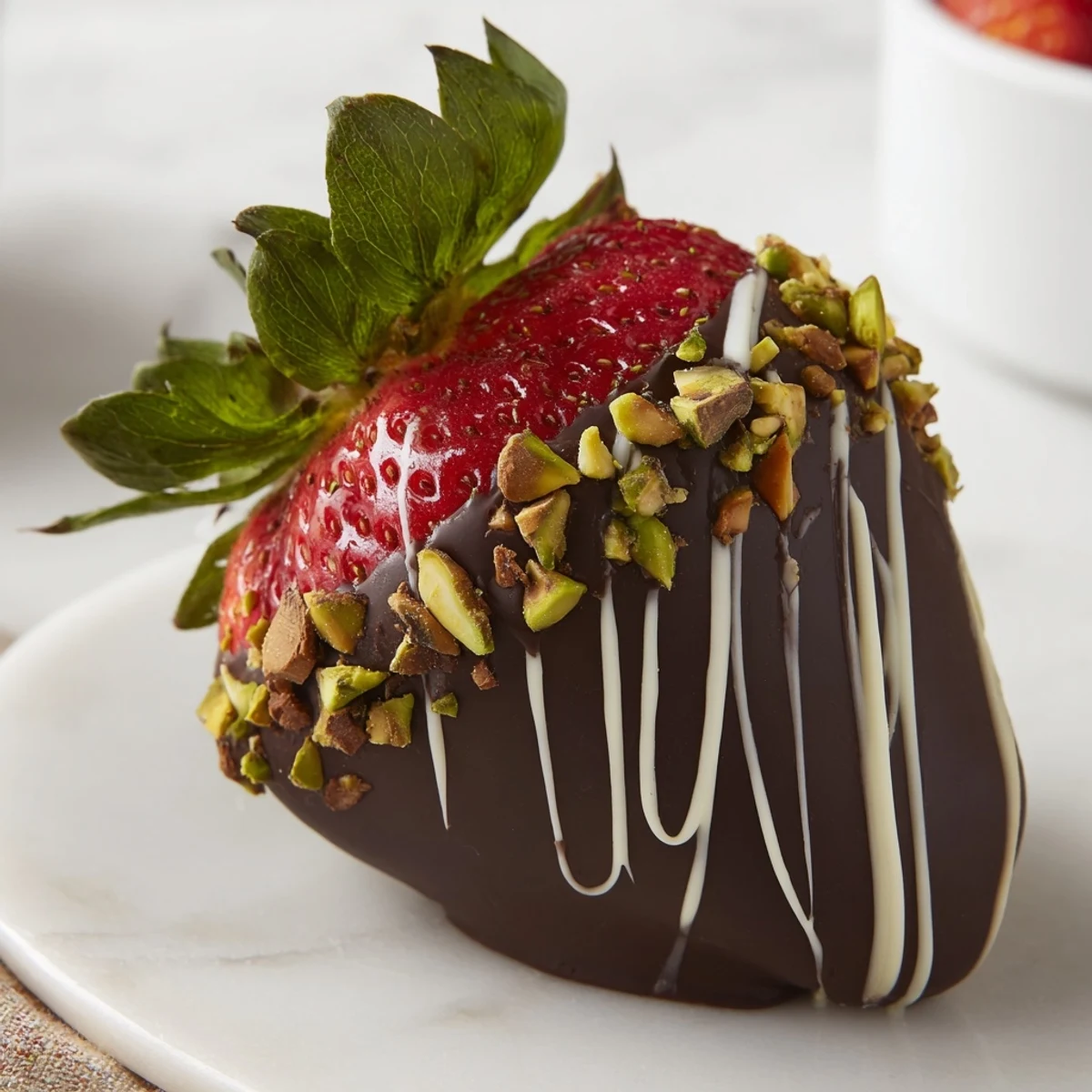Juicy dark chocolate covered strawberry dips, a delightful dessert with optional festive toppings.