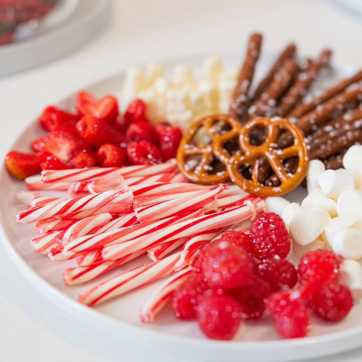 Festive Sweet Board displays bright red and white candies, perfect for a celebratory snack.