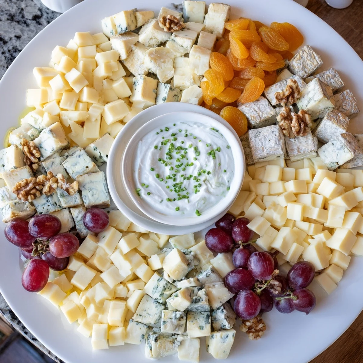 The Celtic Cross Cheese Platter features creamy Brie, sharp cheddar, and delicious accompaniments for serving.
