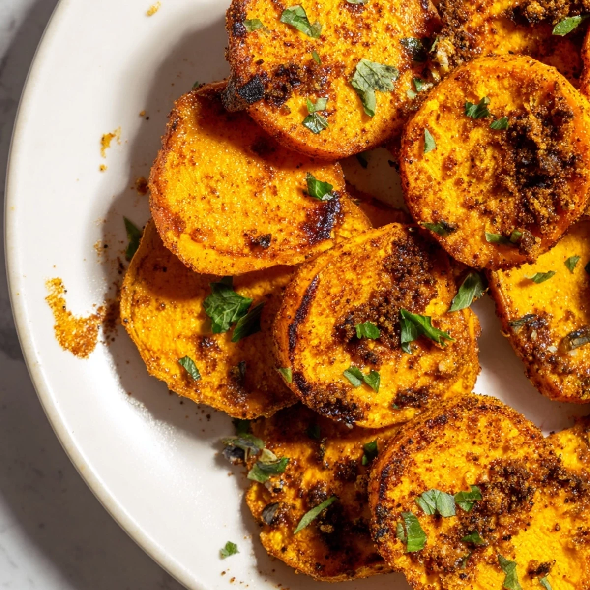 Spicy oven-roasted Cajun Roasted Sweet Potatoes, showcasing vibrant hues and a delightful, savory aroma.