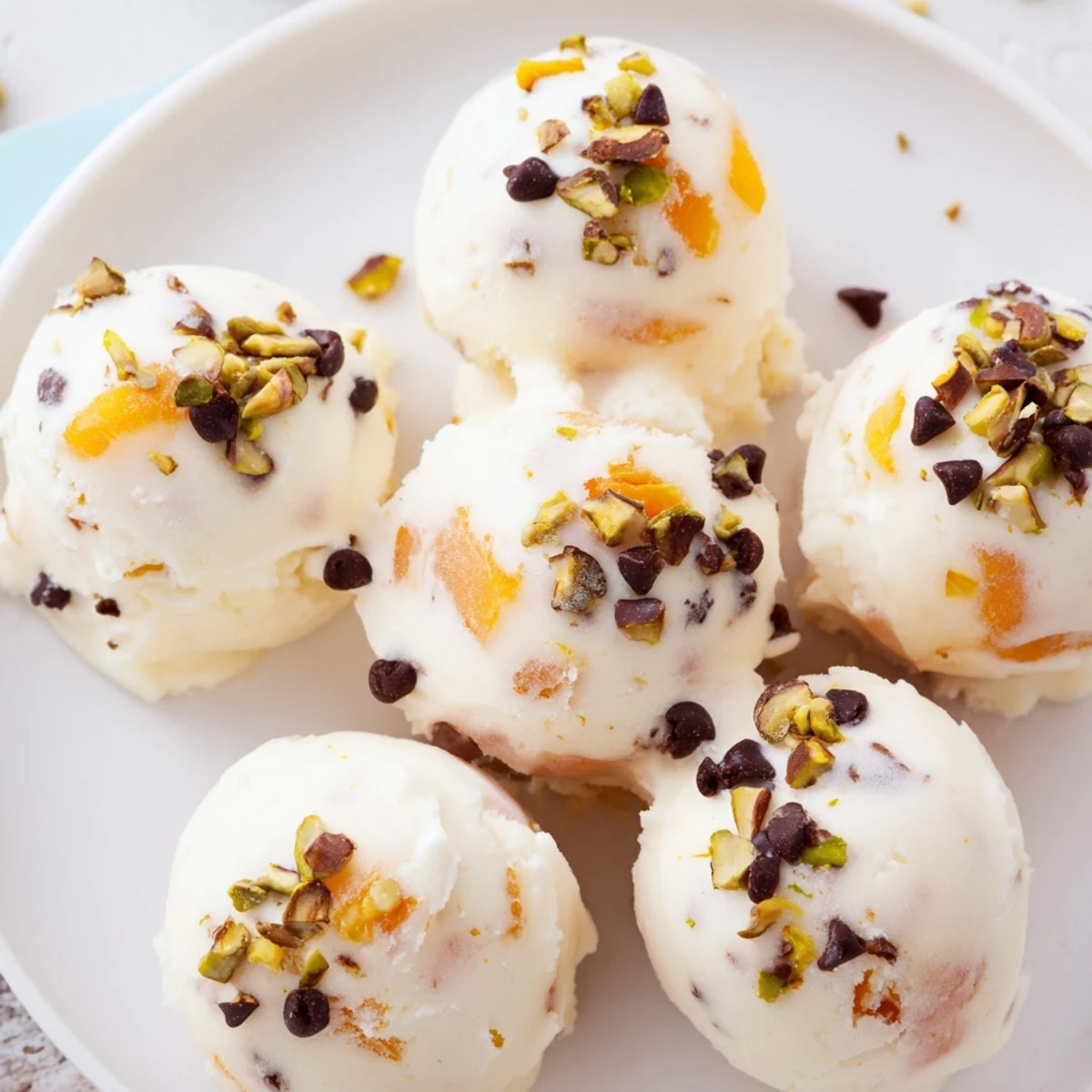 Sweet, chilled Frozen Peach Yogurt Bites, showing a close-up of the creamy, fruity frozen treats.