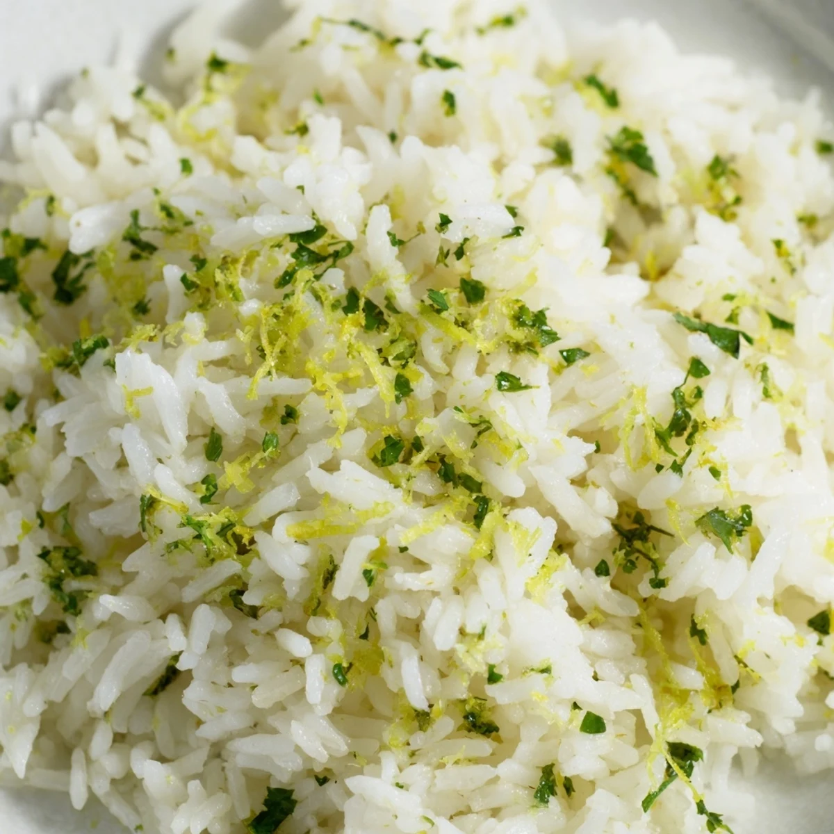 Bright green Cilantro Lime Rice in a white ceramic bowl, served alongside grilled chicken and vibrant roasted vegetables for dinner.