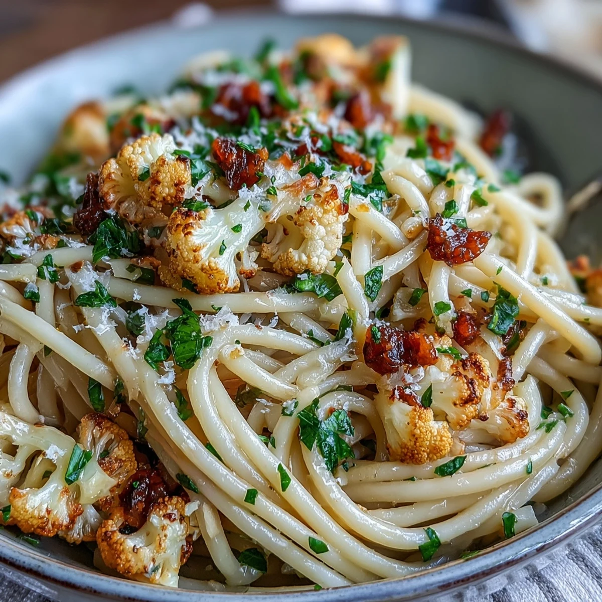 Roasted cauliflower florets and melted anchovies create savory depth in this Cauliflower, Anchovy and Raisin Spaghetti.
