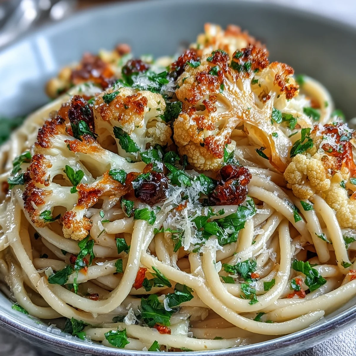 Tossed with golden spaghetti, sweet raisins, and briny capers, this low-calorie Italian main dish looks incredibly appetizing.