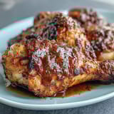 Soul Food Smothered Chicken with Onion Gravy, golden fried chicken simmered in savory onion gravy, Southern comfort food.  