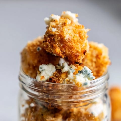 A jar of Crispy Chicken Cobb Salad showcasing romaine, cherry tomatoes, cucumber, avocado, and a creamy Greek yogurt dressing.  