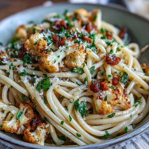 Roasted cauliflower florets and melted anchovies create savory depth in this Cauliflower, Anchovy and Raisin Spaghetti.