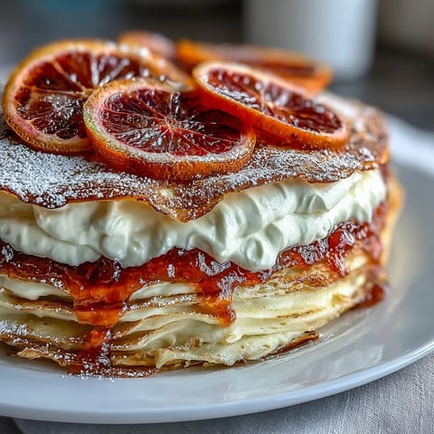 Blood Orange Curd Crêpe Cake