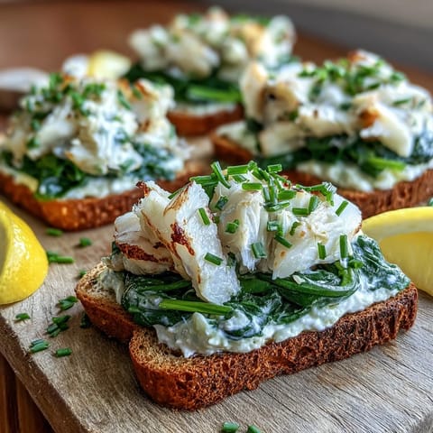 Golden, crisp rye toast topped with flaky smoked haddock and bright wilted spinach. The perfect savory Smoked Haddock and Spinach Rye Toasts breakfast.