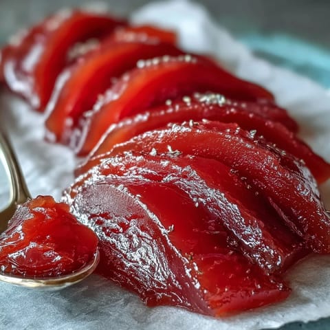 Creamy guava paste with a vibrant pink hue, ready to slice for desserts, pastelitos, or charcuterie board pairings.