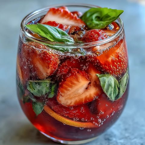 Strawberry Basil Sangria Mocktail