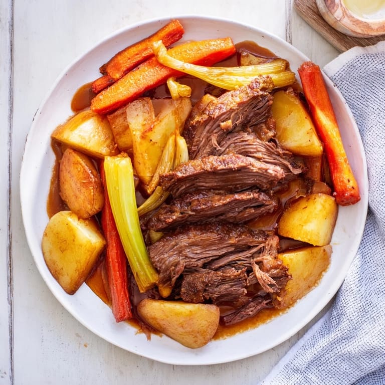 Hearty Everyday Family Favorite Pot Roast, a classic American comfort food, perfect for a warming family meal.