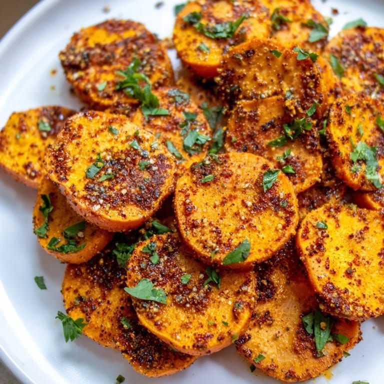 Serving idea: Fresh parsley and lemon wedges complement these flavorful Cajun Roasted Sweet Potatoes nicely.