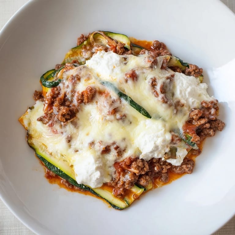 This quick and easy zucchini lasagna skillet shows off ribbons of zucchini in a rich tomato sauce.