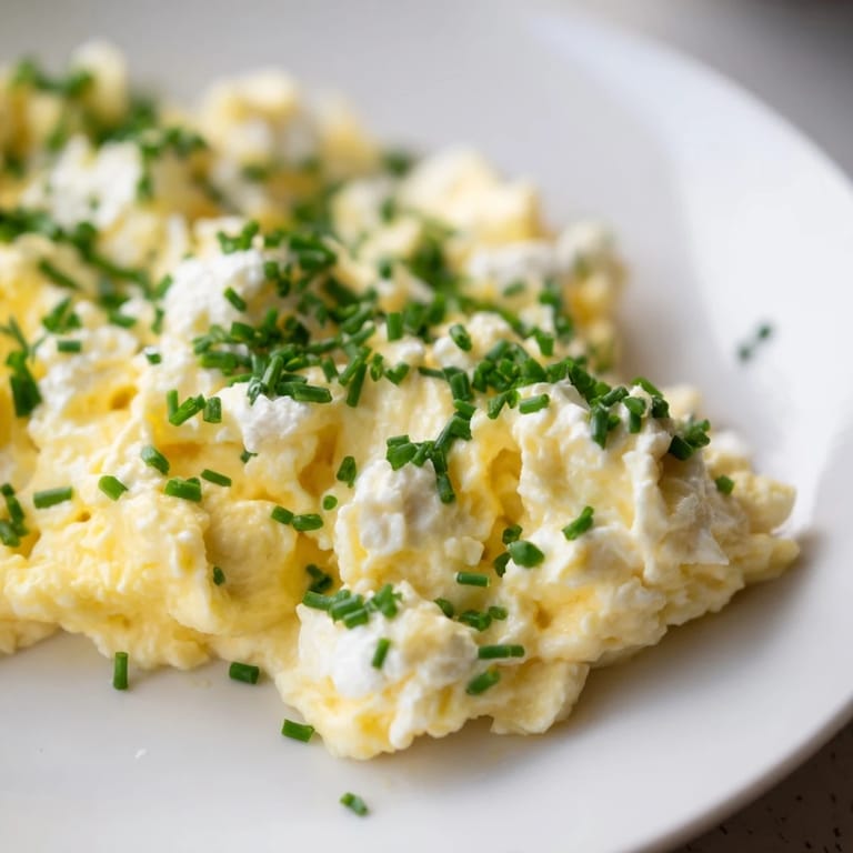 Delicious and protein-rich, these Cottage Cheese Scrambled Eggs are soft and perfect with whole-grain toast.