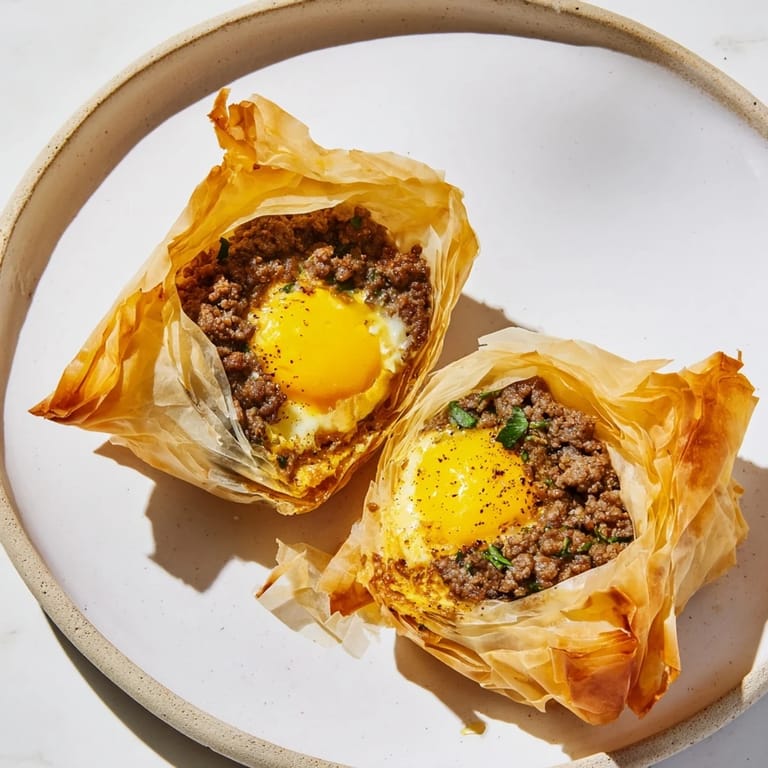 Perfectly fried Tunisian Brik, a savory meat-filled pastry with a wonderfully flaky crust.
