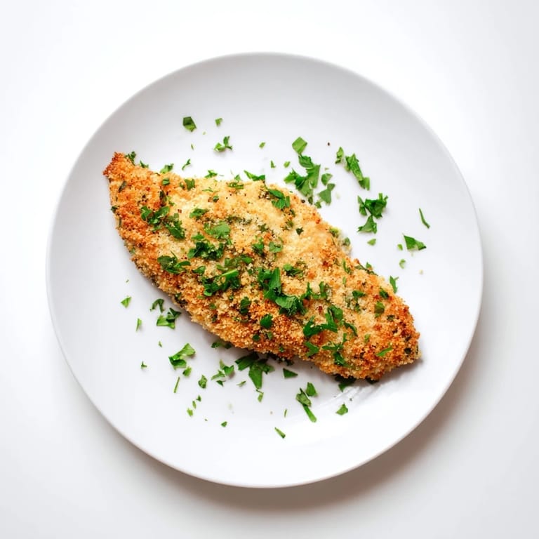 Sizzling Roasted Garlic Parmesan Chicken with a crispy Parmesan crust and melted butter, garnished with fresh parsley for a savory finish.