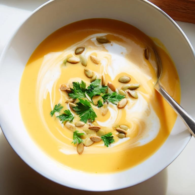 Butternut Squash and Apple Soup simmering in a pot with a wooden spoon, ready to be blended.