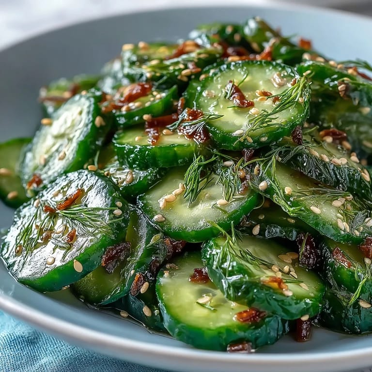 A serving of this Refreshing Crunchy Cucumber Salad pairs perfectly with grilled chicken for a light summer meal.