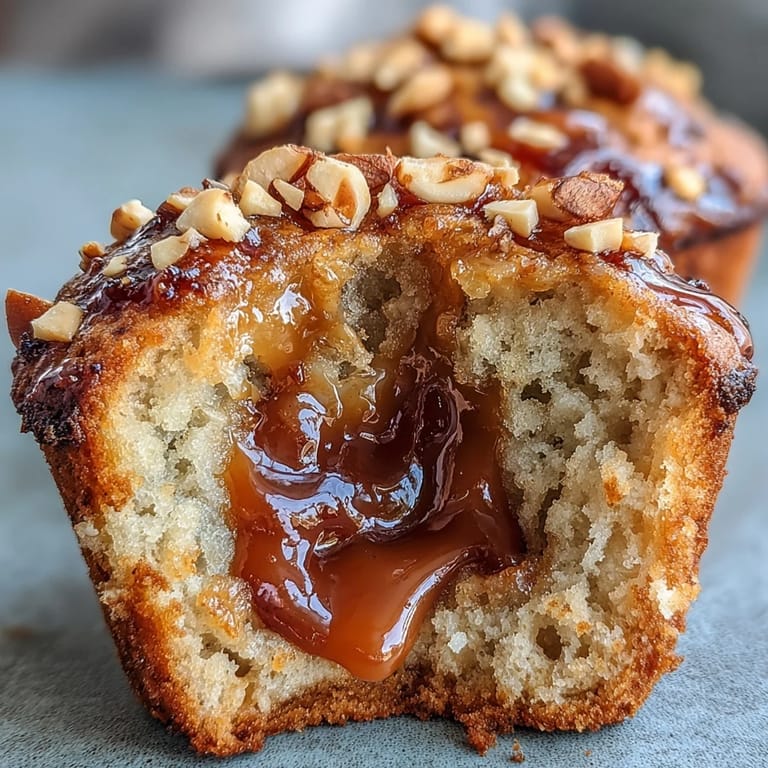 Close-up of a cut Peanut Butter and Guava Muffin revealing a soft crumb and melted guava filling, paired with a small bowl of preserves.